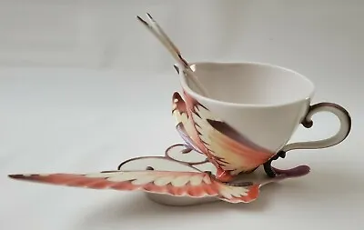 Buy Collectible Franz Porcelain Jen Woo Fantasy Papillon Butterfly Cup-Saucer-Spoon  • 134.20£