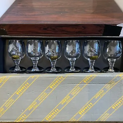 Buy Set Of 6 Hand Cut Leaf Design Sherry Glasses VINTAGE-made In Italy • 15£