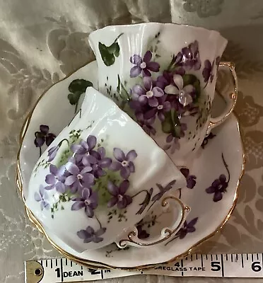Buy 2 Hammersley Bone China Cups And Saucers Victorian Violets • 20£