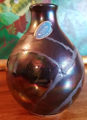 Buy Signed Poole Pottery Alchemy Living Glaze Black Metallic Pattern Vase • 20£