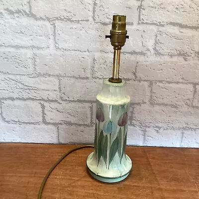 Buy Vintage Jersey Pottery Table Lamp Floral Design 13.5  Tall Green Tulip • 20£