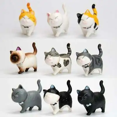 Buy 9pcs Lovely Solid PVC Cats Figurines Free Standing Kitten Dolls Ornaments • 13.07£