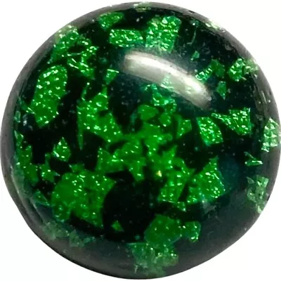 Buy 11/16  Antique Black Glass Swirlback Paperweight W Glowing Green Foil Inclusions • 3.67£