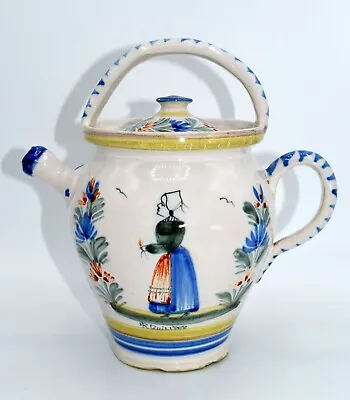 Buy Antique Hr Henriot Quimper Folk Art Tin Glaze Biberon Jug Pithcer  Baby Bottle • 25£