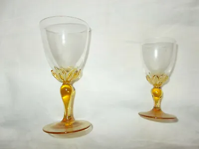 Buy Wine   Glasses /   Amber  Stems /possible 40s ?    Different Sizes    (04/12) • 8.99£