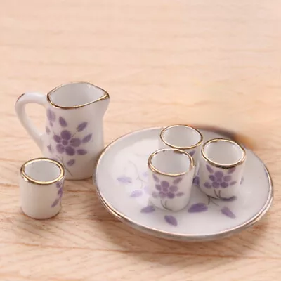 Buy 1SET 1:12 Scale Dolls House Miniature Purpre Flowers Ceramic Tea Set Accessories • 6.95£