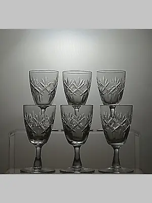 Buy Royal Doulton Crystal  Prince Charles  Cut Set Of 6 Sherry Glasses 4 1/8  - 33A • 29.99£