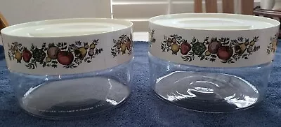 Buy Vintage Set Of 2 Pyrex Spice Of Life Glass Storage Containers With Plastic Lids • 18.97£