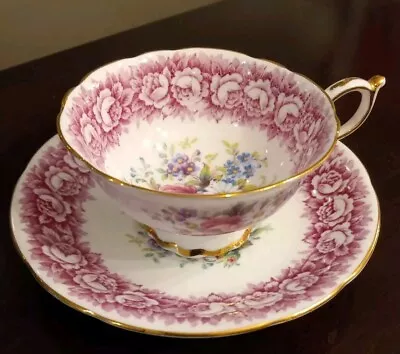Buy Paragon PINK CABBAGE Rose Border Teacup Saucer Flower Bouquet BY APPOINTMENT  • 47.24£