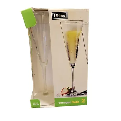 Buy Libbey Set Of 2 Trumpet Flute Champagne Glasses 6.5oz • 19.25£
