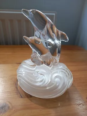 Buy Vintage Lead Crystal Leaping Dolphins Figurine Ornament Excellent Condition  • 8.99£