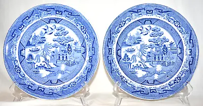 Buy Antique Mid To Late Victorian Maling Willow Pattern 9  Dinner Salad Plate X 2 • 9.99£