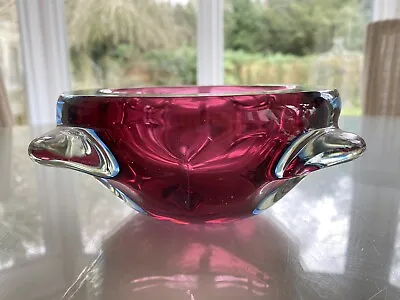Buy Fantastic Heavy Murano Art Glass Bowl Cranberry • 20£
