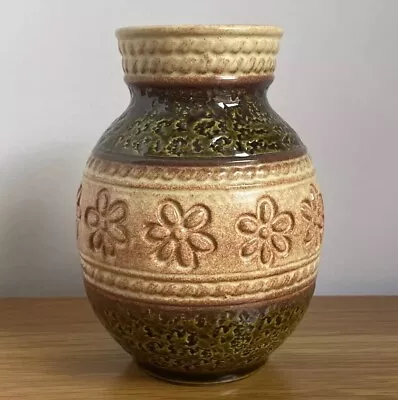 Buy Vintage BAY Keramik West German Vase Green Flower Design • 14.99£