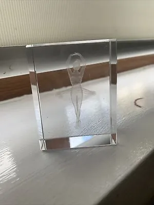 Buy Laser Etched Glass Block Cube PAPERWEIGHT 3D BALLERINA BALLET ORNAMENT • 19£
