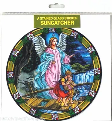Buy Guardian Angel Tiffany Stained Glass Effect Suncatcher Window Sticker • 3.99£