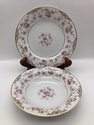 Buy Set Of 3 Noritaki Charmaine #5506 Berry Bowls/Dessert Plates Gold Accents Pink • 18.97£