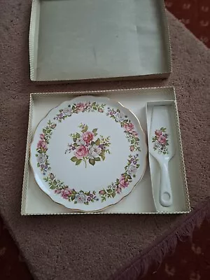 Buy Vintage Old Foley James Kent China Cake Plate & Cake Slice Harmony Rose Pattern • 10£