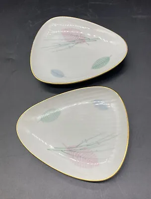 Buy Pair Thomas Rosenthal MCM Ribbed Pastel Flowers Porcelain Nut Dish Butter Plates • 17.08£
