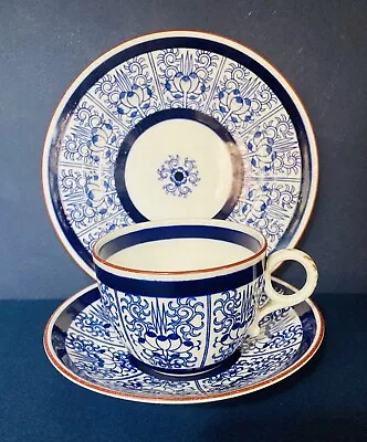 Buy Antique Royal Worcester Victorian Blue/White Royal Lily Tea Trio C.1890's -1907 • 12£