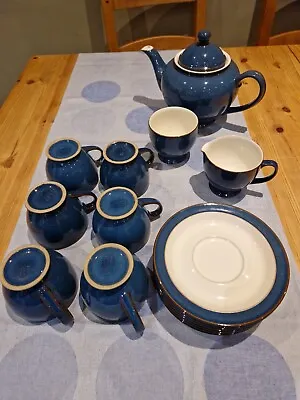 Buy Denby Boston 15-piece Tea Set: Teapot, Milk Jug, Sugar Bowl, 6 Cups & Saucers • 70£