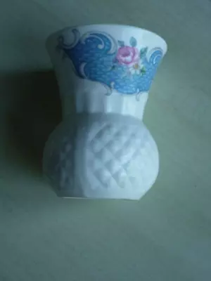 Buy Pretty White And Blue Vase Thistle Shaped 7.5 Cm Tall • 1.99£