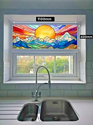 Buy Stained Glass Window Film - Abstract Sun - Multicoloured - Easy Apply - No Glue • 22.99£