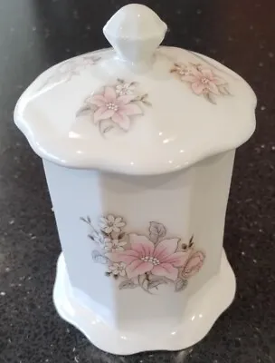 Buy Staffordshire Fine Bone China Tea Jar With Lid. Used, Good Condition, Pink/white • 10£