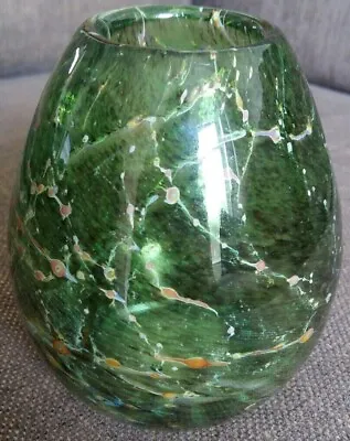 Buy Vasart (?) Green Mottled Hand Blown Vase (Small) 10.5cm X 9cm • 19.99£