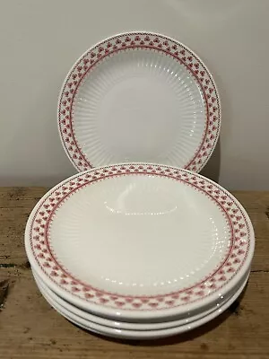 Buy Adams Victoria Red & White Clover Real English Ironstone X 6 Cake Plates 18cm • 10£