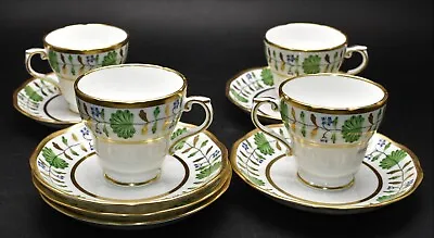 Buy Set 4 Cups & 6 Saucers Hammersley & Co Fine China Palmetto Green Leaves Pattern • 38£