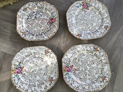 Buy Vintage BCM Nelson Ware Flower Patterned Square Tea Plates X 4 • 2.99£