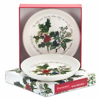 Buy PORTMEIRION THE HOLLY AND THE IVY SWEET DISH (pair) - BOXED NEW • 20£