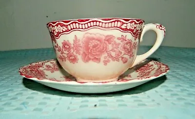 Buy Crown Ducal Bristol Red/Pink Ware English Ironstone Cup & Saucer Set  • 19.20£