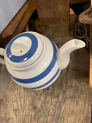 Buy Chef Ware Blue & White Striped Cornish Ware Style Vintage Medium Size Tea Pot • 29.99£