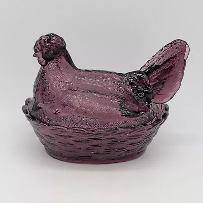 Buy *Chipped* Amethyst Glass Hen On Nest Covered Dish Chicken Unmarked Purple • 18.94£