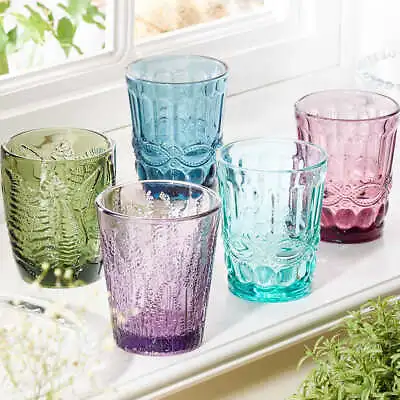 Buy Set Of 2 4 6 Coloured Glasses Set Drinking Glassware Tumbler Juice Whisky Wine • 16.99£