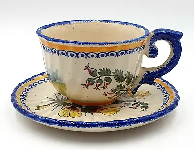 Buy Rare Antique Henriot Quimper Cup & Saucer - Wonderful Condition - Lovely Piece • 35£