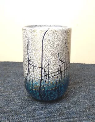 Buy Small Isle Of Wight Golden Rain Studio Glass Vase 10cm High • 72£