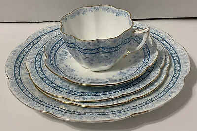 Buy Rare C. 1900 Wileman Foley China Blue Carnations Floral Band 7 Pc Set Fairy Cup • 236.24£