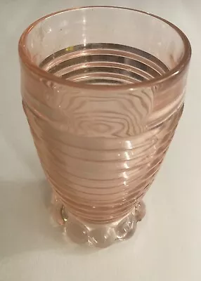 Buy 1930-1943 Anchor Hocking Pink Manhattan Footed Depression Drinking Glass • 14.20£