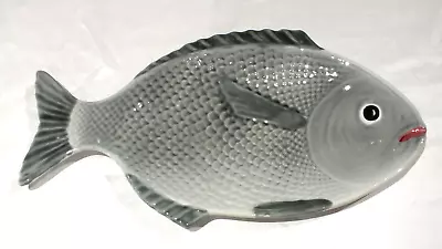 Buy A Large Vintage Hand Painted Portuguese Ceramic Fish Plate 36 Cm X 19 Cm • 18£