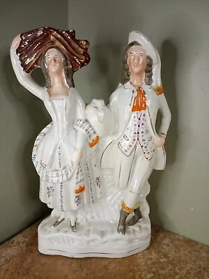 Buy Antique C.1850 Victorian Staffordshire Flatback, Young Couple Gathering Harvest  • 11.95£