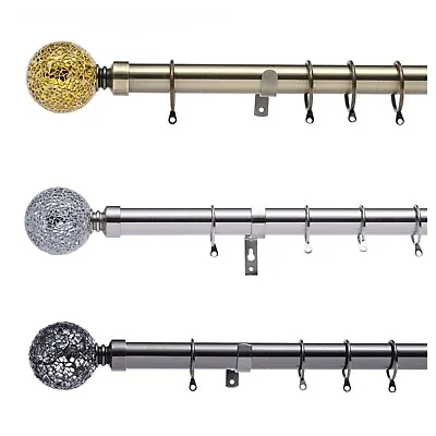 Buy Crackle Glass Ball Finials 28 Mm Extendable Curtain Poles Rods • 32.99£