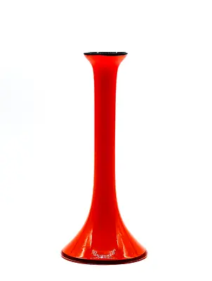 Buy Czechoslovakia Glass Orange Tango Vase Flared Rim W/ Black Edge  • 28.55£