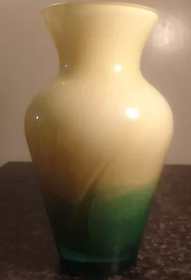 Buy Vintage Heavy Caithness Scotland Yellow Green Art Glass Vase Perfect Condition • 9.99£