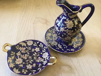 Buy Old Tupton Ware Colbert Blue And Gold 3 Piece Miniature Set • 15.99£