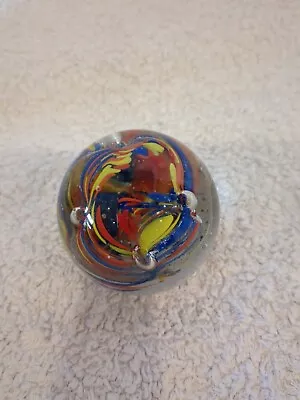 Buy Collectable Small Round Glass Paper Weight Swirl Marble Effect • 8.99£