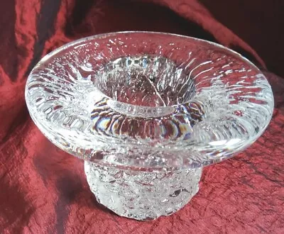 Buy Vintage Clear Glass Orrefors Swedish Crystal Round Tealight Candle Holder 10.5cm • 12£