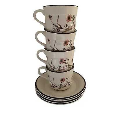 Buy Arklow Vintage Cup And Saucer - Honey Stone X4 Pink Brown Floral Ceramic Ireland • 14.49£